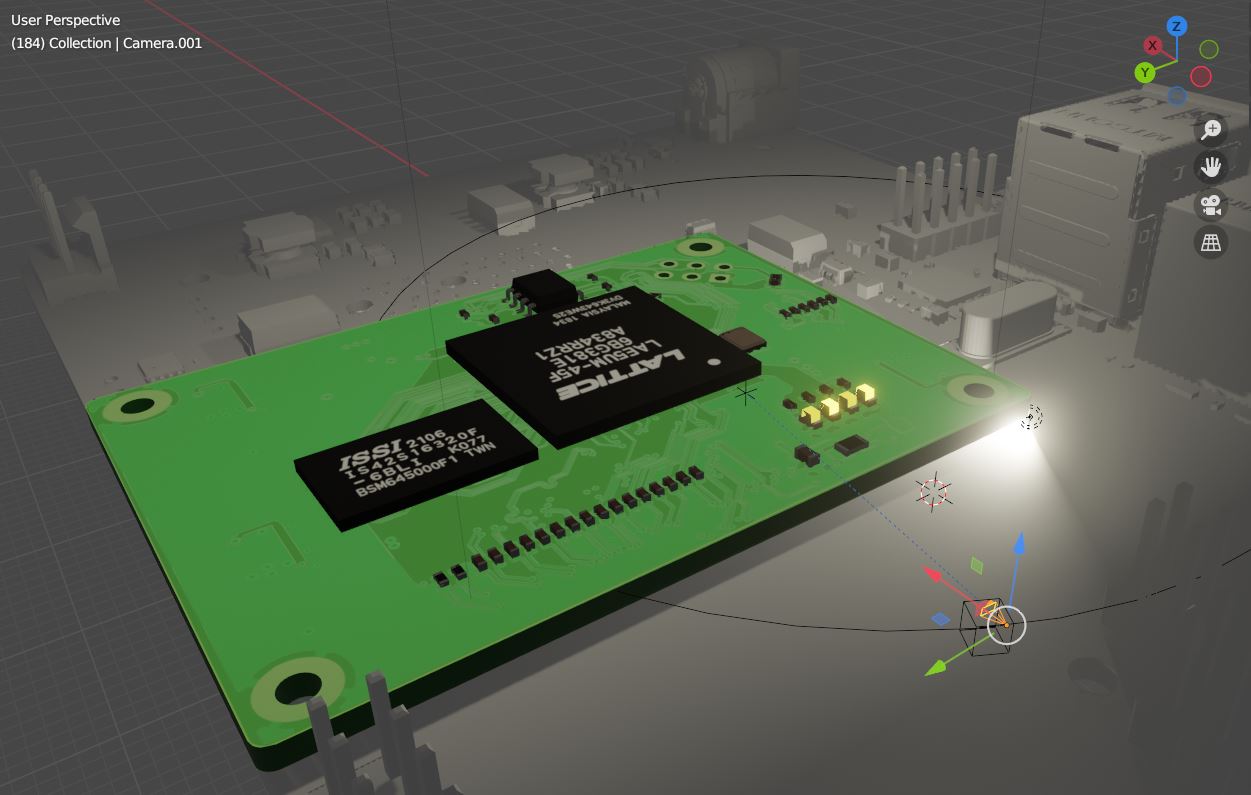 User perspective view of the ULX4M board resting on CM4 IO board